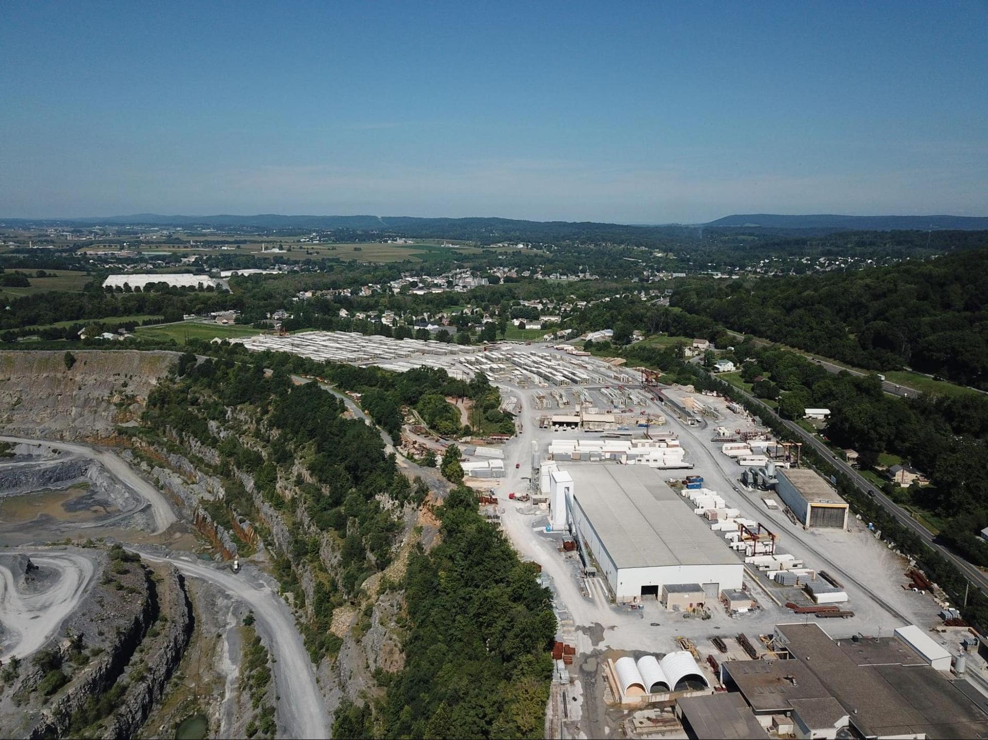 drone view of a precast concrete data center construction site.