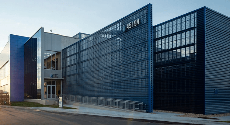 a glass precast concrete data center