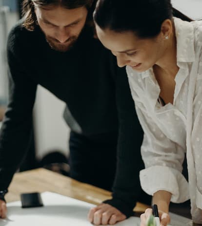 Developer looking at plans